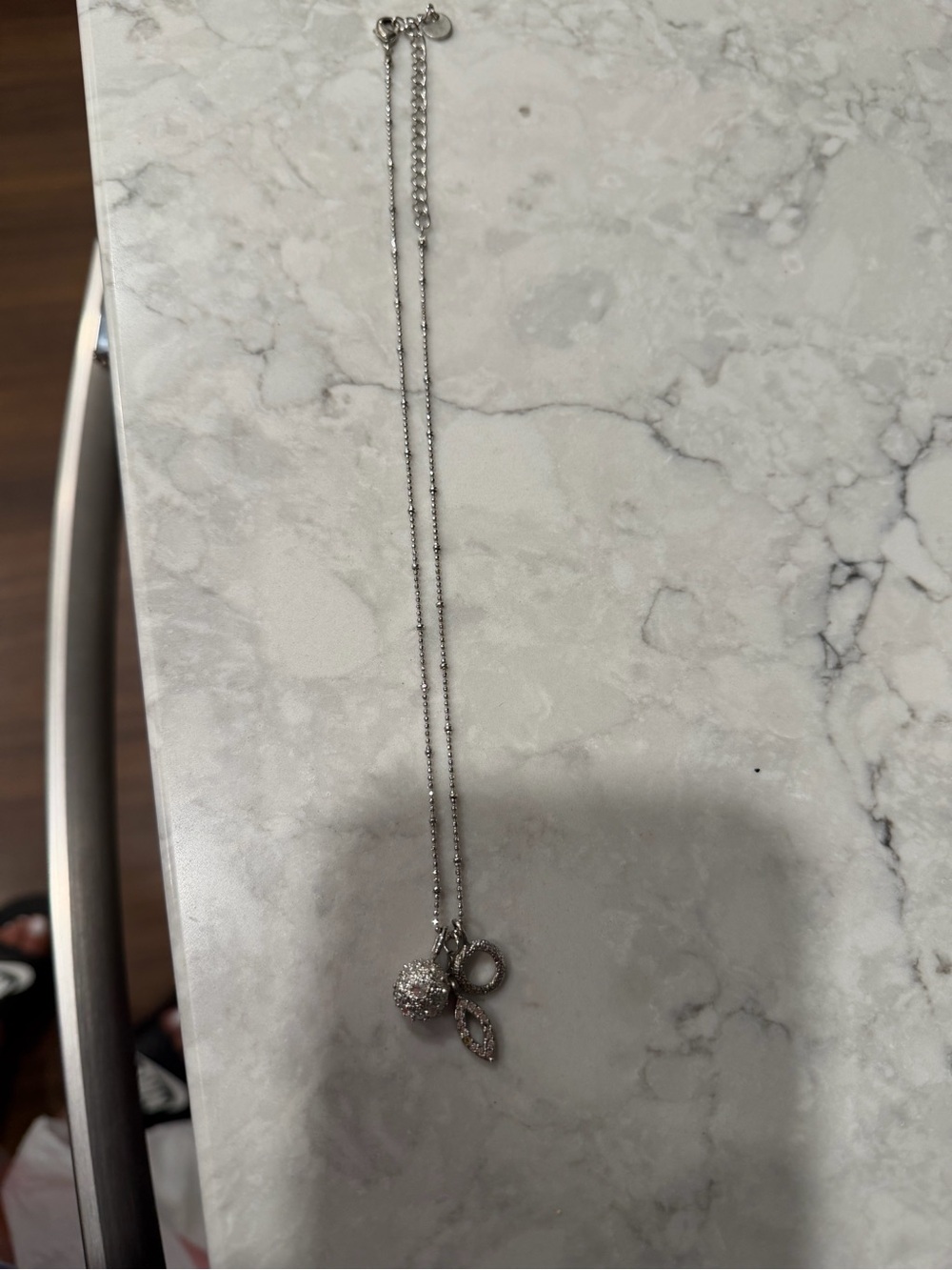 Delicate Silver Crystal Charm Necklace - Sparkling Trio Pendant